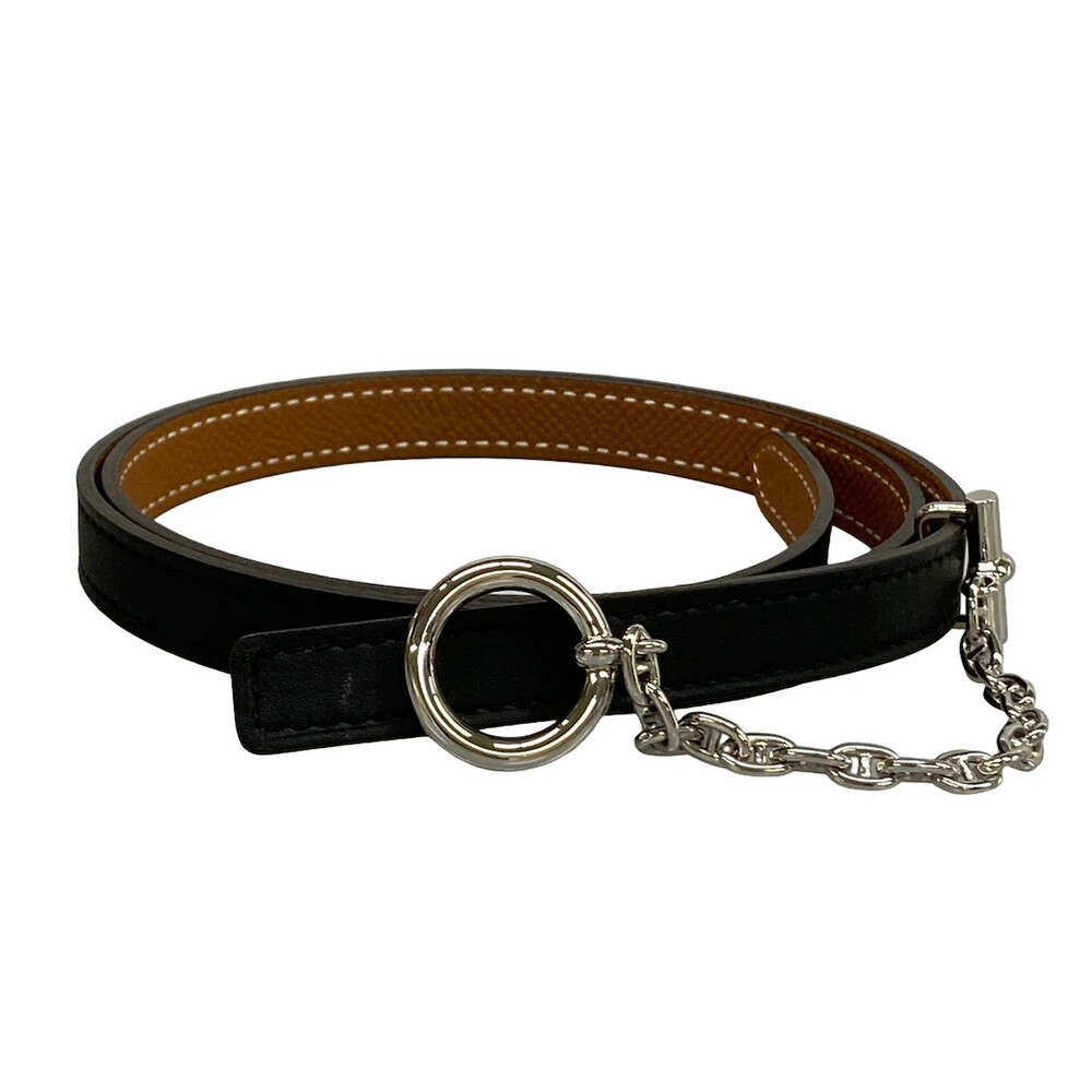 Hermes Black Leather K Belt #337960H12B